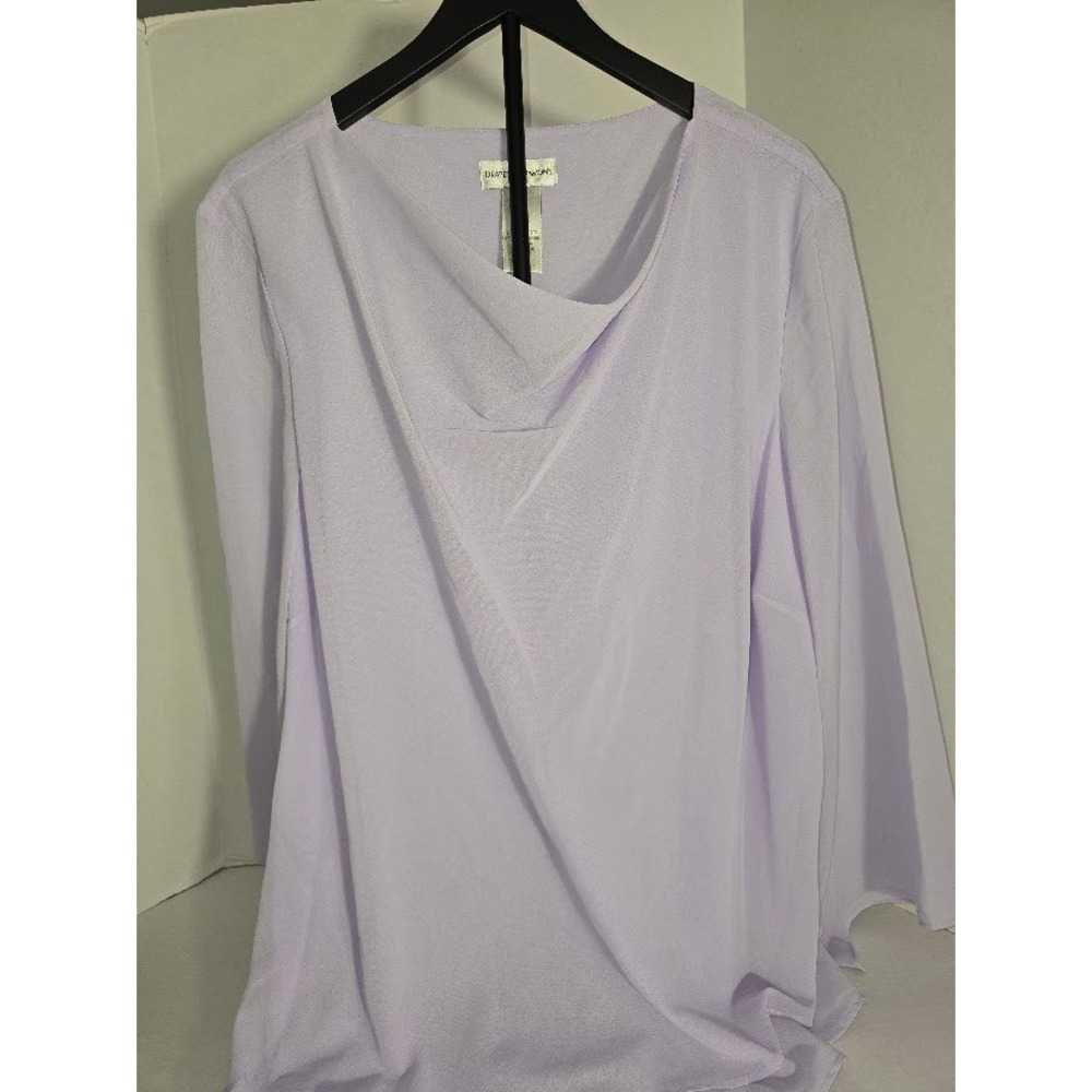 Draper's & Damon's Lavender Purple Cowl‎ Neck Long Sleeve Blouse Top 2X